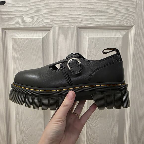 Dr. Martens Black Leather Audrick T-Bar Platform Mary Jane Loafers Size 10 - Picture 9 of 12
